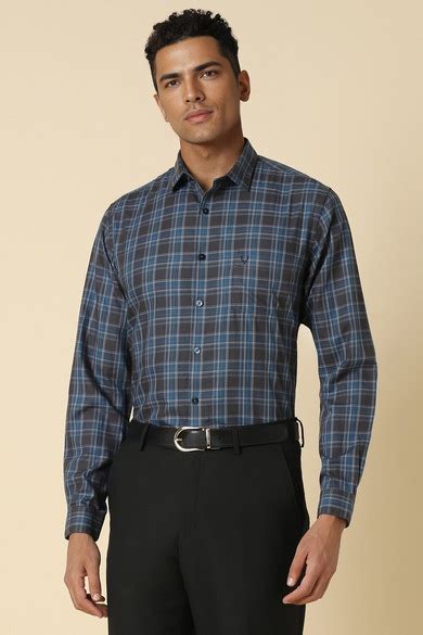 Buy Men Grey Regular Fit Checked Full Sleeves Formal Shirt Online ...