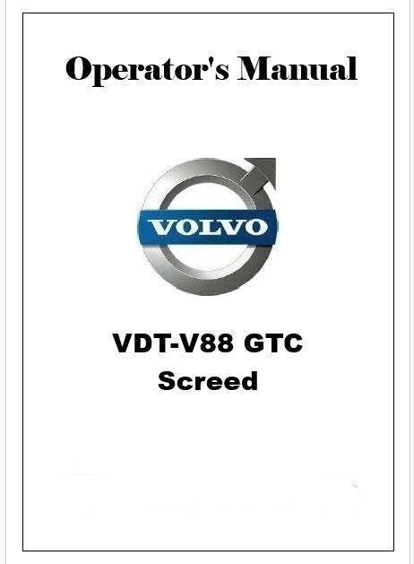 Volvo VDT-V88 GTC Screed Pdf Operator's Manual – Manualkarts