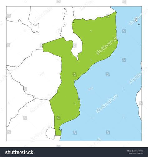 Map Mozambique Green Highlighted Neighbor Countries Stock Vector (Royalty Free) 1428205115 ...