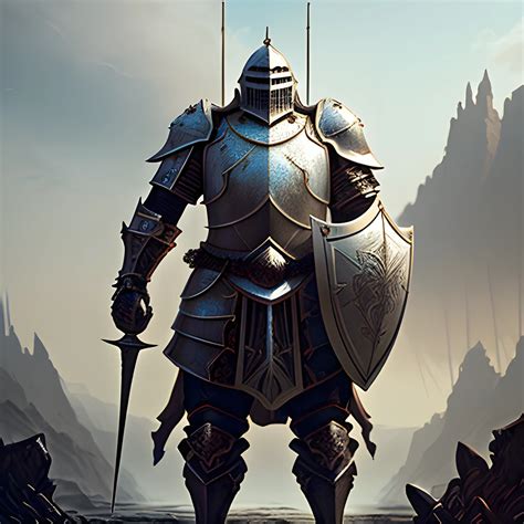 heavy knight in full armor with two shields, high fantasy, 8k, h... - Arthub.ai