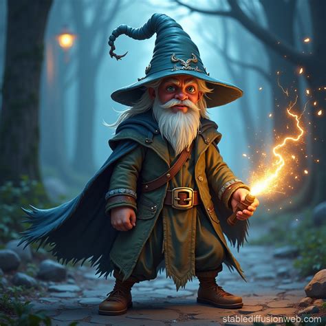 Rock-Gnome Wizard Summoning Lightning Bolt | Stable Diffusion Online