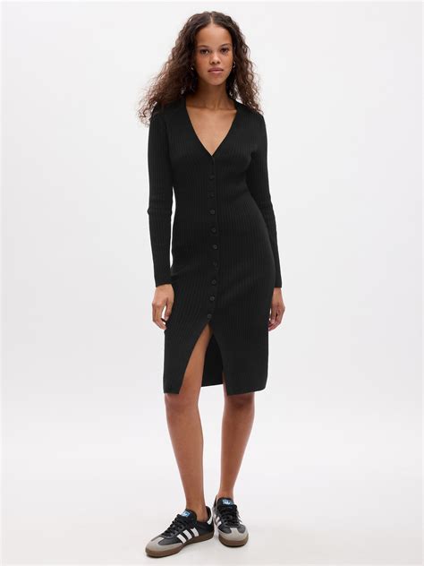 Gap Cashsoft Rib Midi Sweater Dress In Black | ModeSens