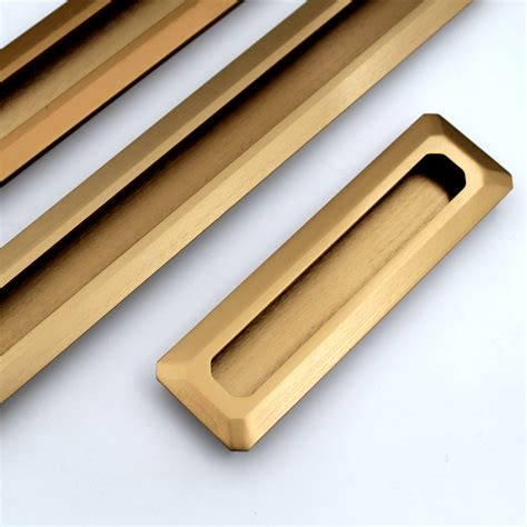 Brush Gold Finish Concealed Sliding Door Handle and Drawer Handles, Do ...
