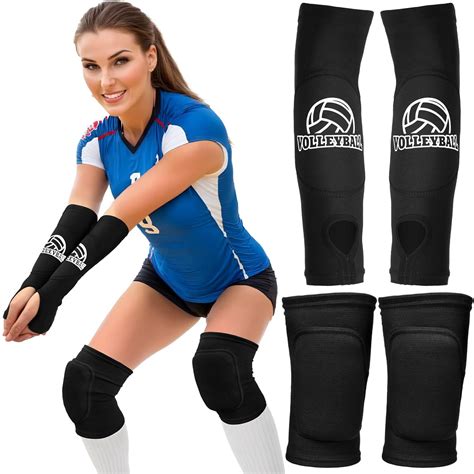 TRIITECH Volleyball Knee Pads and Arm Sleeves Set, Padded Forearm ...