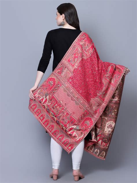 Women Fine Wool Mughal Darbar Kaani Jaal Pink Shawl – mizash