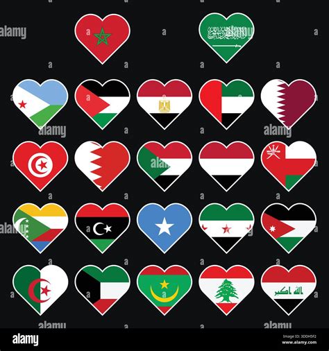 Arab World Flags Collection, Set of All Country Flags of Middle East ...