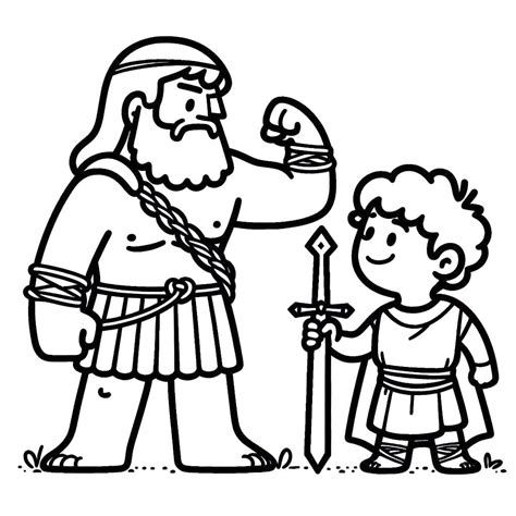 Dibujo De David Y Goliat Para Ninos