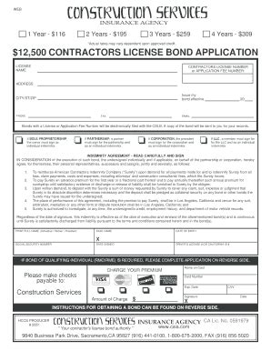 Fillable Online 12500 contractors bond form Fax Email Print - pdfFiller