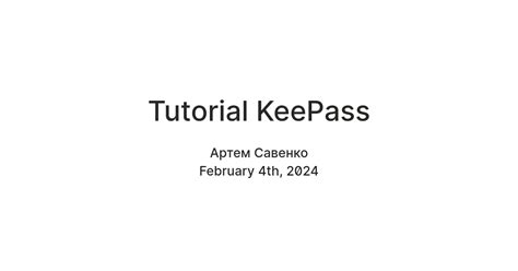 Tutorial KeePassXC — Teletype