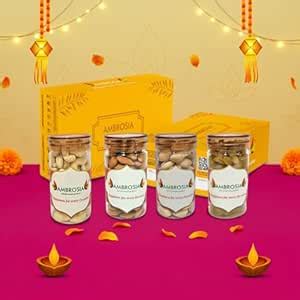 Ambrosia Diwali Dry Fruits Gift Box 440g - Diwali Gift Hamper | Festive ...