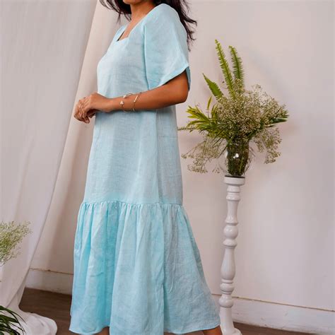 Bottom Frill Pure Linen Dress – Chaav