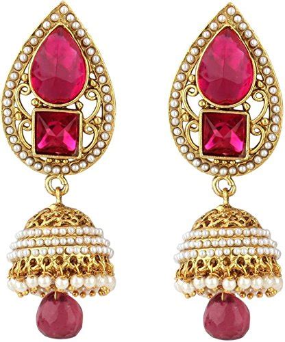 Penny Jewels Gold Plated Jhumki Earrings for Women (Pink) (Ear-1614s ...
