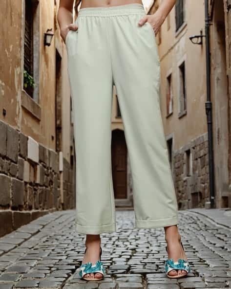 Buy Pista Green Trousers & Pants for Women by Shein Online | sheinindia.in