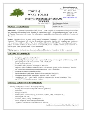 Fillable Online wakeforestnc Subdivision Construction Plan Checklist ...