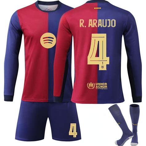 KuyuS 2425 Spanish Soccer Club Jerseys 3 Piece Sets, Number 4 R.ARAUJO ...