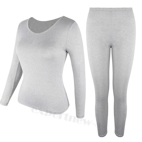 Ladies Thermal Underwear Top Long Sleeve Tshirt Vest Legging Bottom ...
