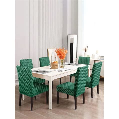 Buy Cortina Pack of 6 Jacquard Dining Chair Covers - Green Online
