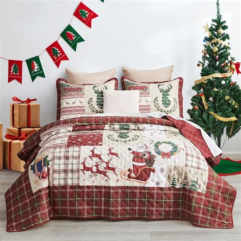 CHIXIN 4 Piece Christmas Quilt Set King, Reindeer India | Ubuy