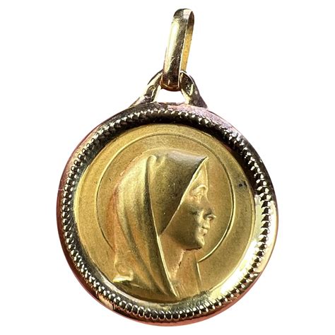 Virgin Mary Madonna Pendant 18 ct Gold Religious For Sale at 1stDibs