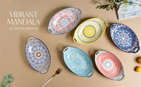 Buy Nestasia Red and Blue Mandala Ceramic Long Dish With Handles For ...
