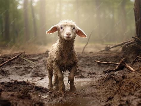 Premium AI Image | Cute small sheep lost in the forest parable of Lost ...