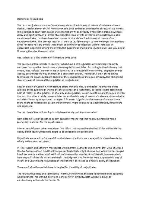 Understanding the Doctrine of Res Judicata (CPC 1908) and Its ...