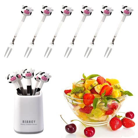 Buy HASTHIP® 6Pcs Food Fruit Forks for Kids, Food Grade Stainless Steel ...