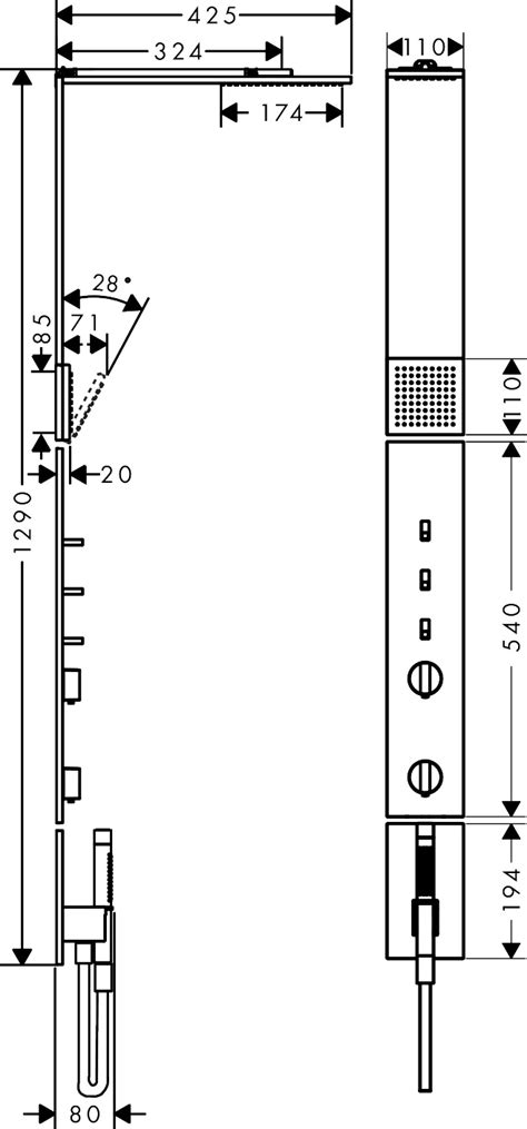 AXOR Shower panels: AXOR ShowerComposition, 1 spray mode, Item No. 12595000