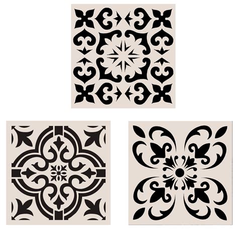 Buy Lindin 3PCS Tile Stencil 12x12 Inch - Large Stencils Painting for ...