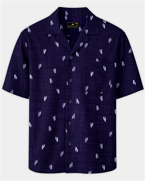 Mirage Navy Blue Casual Prints Premium Cotton Shirt For Men - Rare ...
