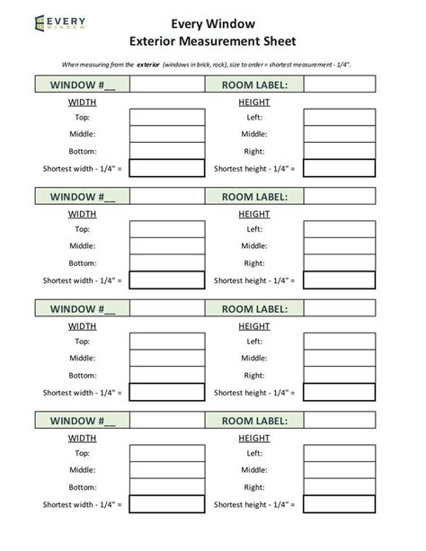 Image result for Window Measurement Sheet