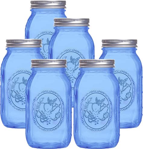 Amazon.com: 12 Pieces 32 oz Colored Mason Jars Glass Mason Jars with ...