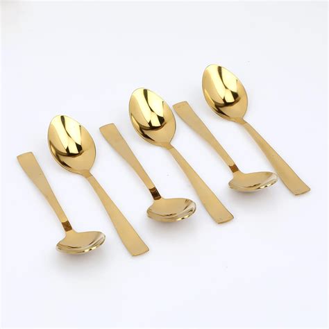 Buy ROSTON Cutlery Set 6 PCS Stainless Steel Gold Premium Spoon Set ...