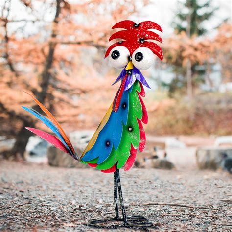 Natelf Outdoor Wacky Metal Rooster Yard Statue India | Ubuy