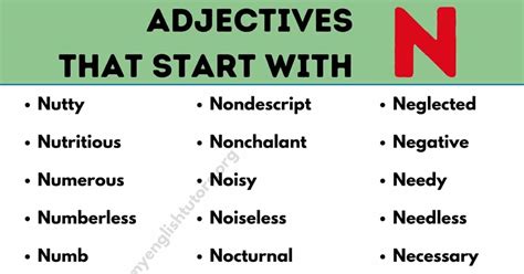 Adjectives that Start with N: List of 45+ Commonly Used Adjectives ...