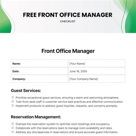 Free Front Office Templates to Edit Online