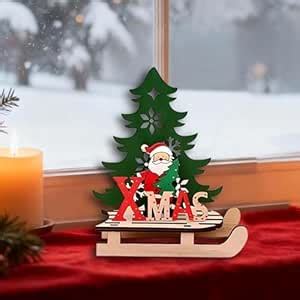CraftVatika Xmas Wooden Sledge Table Decor with Santa & Xmas Tree ...