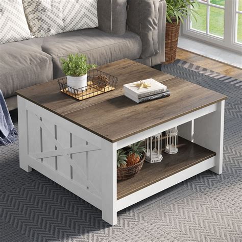 Yunken Coffee Tables for Living Room, Farmhouse Coffee Table with ...