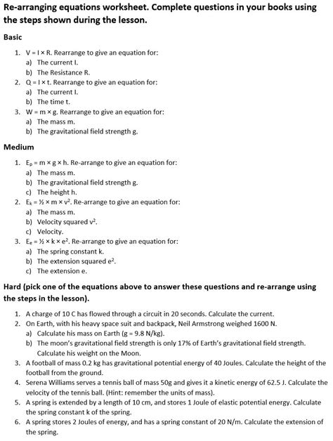 Image result for Manipulating Formulas Worksheet