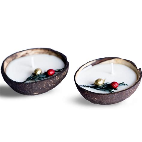 Thenga Coconut Shell Christmas Candle/Diya | Eco-Friendly Scented Soy
