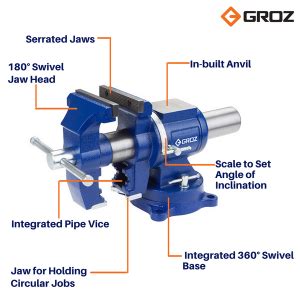 Groz 2in1 Multipurpose Vice with Integrated Pipe Vice| Ideal for use by ...