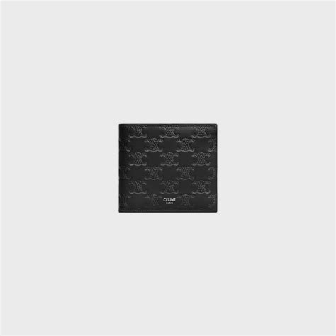 Bi-fold card holder IN Calfskin with triomphe embossed - BLACK | CELINE