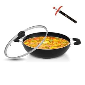 NSVL Non-Stick Kadhai with Glass Lid & Black Lighter | Induction ...