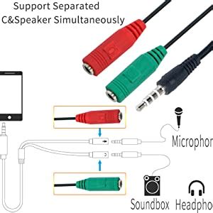3.5mm Audio Jack to Headphone Microphone Splitter Converter Adaptor for ...