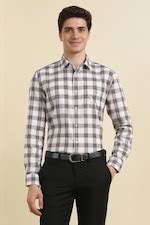 Buy Men White Regular Fit Checked Full Sleeves Formal Shirt Online ...