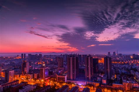 荆门城市日出,天空云彩,自然风景,摄影素材,汇图网www.huitu.com