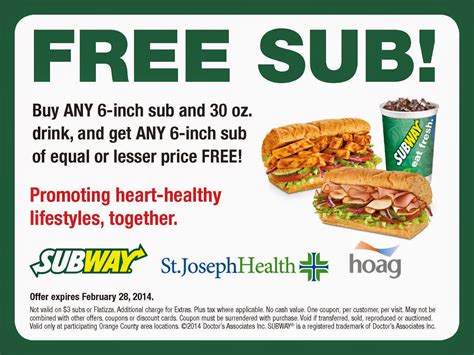 Printable Coupons: Subway Coupons