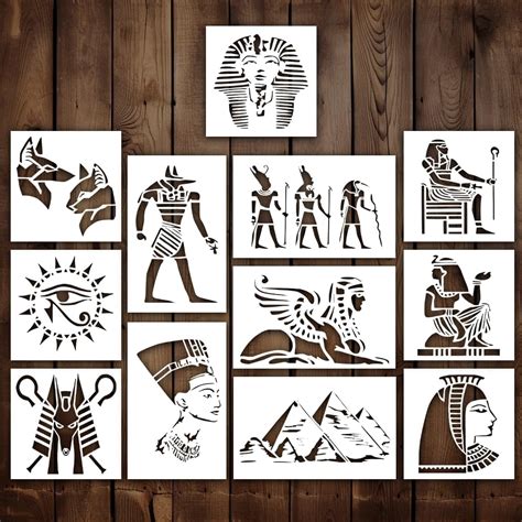 Egyptian Stencil Set: Eye of Horus, Anubis, India | Ubuy
