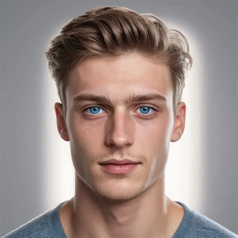 Photorealistic portrait of a handsome 20-year-old Ge...