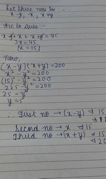The sum of three numbers in an AP is 45. the product of the first and ...